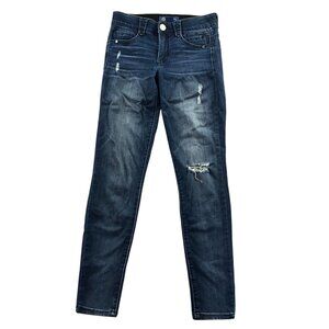 Democracy Womens Jeans Size 2 Distressed Skinny Leg Blue Denim Stretch Ankle